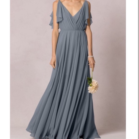 Jenny Yoo Dresses & Skirts - Jenny Yoo Blue Chiffon Maxi Bridesmaid Dress